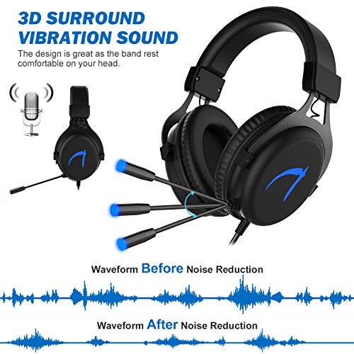 MUTOUREN Casque Gaming pour PC 7.1 Surround Sound USB Gaming Headset Micro Casque Headphone pour PC/Laptop/Notebook - Noir (CD 7.1 Driver Inclus) – Image 3