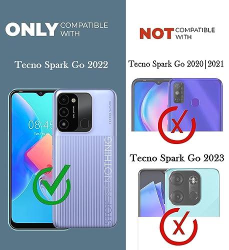 Image of Jkobi Back Cover Case for Tecno Spark Go 2022 (Crystal Glass Back | Camera Protection | Shockproof Bumpers | Professional Black)