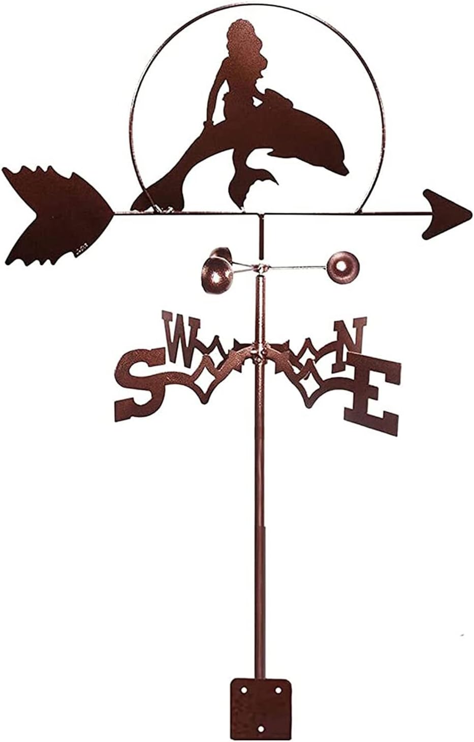 COAECJ Weathervane for Roof Iron Weathervanes, Metal Silhouette Weather Vane, Mermaid Garden Stake Decorations Can Be Customized-Mermaid Weathervane