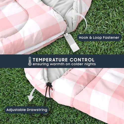Wake In Cloud - Bolsa de Dormir para Niños, Ligera y Compacta para Camping en 3 Estaciones, Diseño Cuadro Vichy miniatura 5