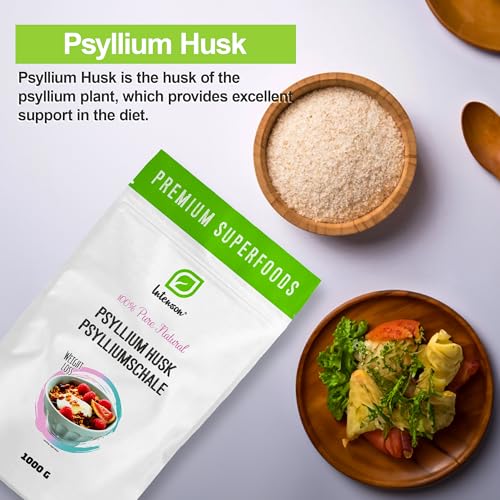 INTENSON Flohsamenschalen 1 kg – Reine Natürliche Ballaststoffquelle, Ideal zum Mischen mit Wasser, Getränken & Säften – Vegetarisch & Vegan