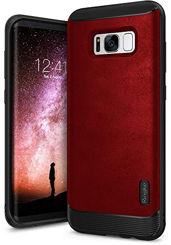 Ringke Flex S Compatible with Galaxy S8 Plus Case Classy Slim Look Flexible TPU Premium Hard PC Leather Hybrid Protection Non Slip Tactile Grip Scratch Resistant for Galaxy S8 Plus - Red