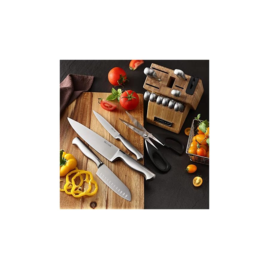 McCook-MC19-Knife-Sets15-Pieces-German-Stainless-Steel-Knife-Block-Sets-with-Built-in-Sharpener McCook® Knife Sets,German Stainless Steel Knife Block Sets with Built-in Sharpener