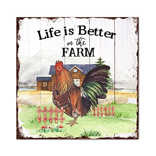 Plaque en bois decoration murale de qualite superieure Life is Better on The Farm 40cm