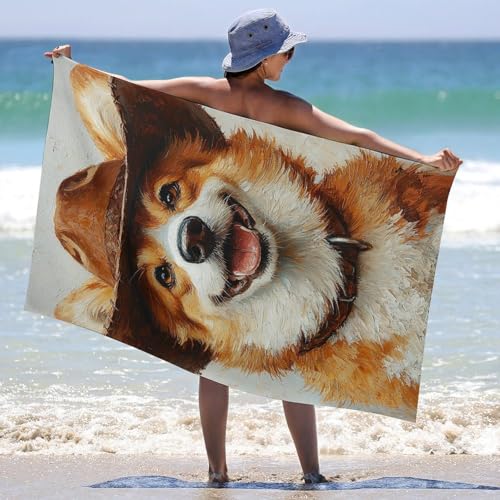 Serviette de plage extra large Corgi pour vos sorties piscine et spa