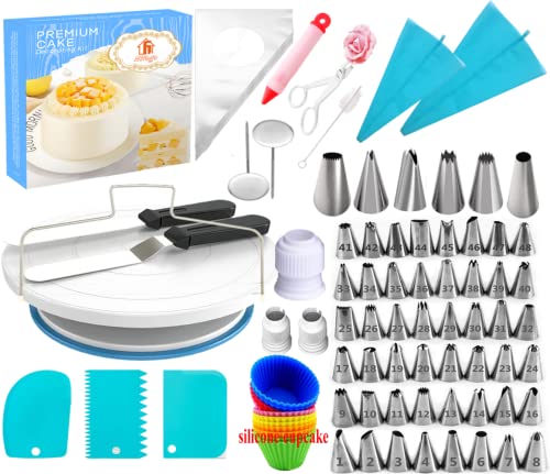 Cake Decorating Kit,Cake Decorating Supplies,Muffin Cup Mold,Baking Supplies Set,Numbered Cake Tips,Baking and Piping Set,Cake Turntable,Cake Baking Supplies for Beginners and Cake Lovers (181PCS)