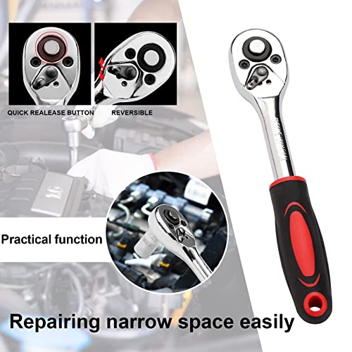 46Pcs Socket Wrench Set Ratchet Wrench 1/4" Drive Socket Wrench Driver Bits Set Flexible Extension Rods for DIY Home Car Repair 6 46Pcs Socket Wrench Set Ratchet Wrench 1/4" Drive Socket Wrench Driver Bits Set Flexible Extension Rods for DIY Home Car Repair - Image 6