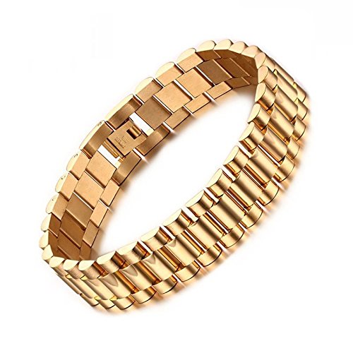 Asma Jewel House 18k Gold Plated 22cm Chunky Chain Stainless Steel Chain Bracelet for Men
