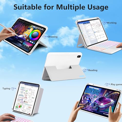 Image of Keyboard Case for iPad 11th (A16) & 10th Generation，Ultra-Light Magnetic Detachable Keyboard with Multi-Touch Trackpad - Backlit Keys,Adjustable Stand Case for iPad 11 inch 2025&10th Gen 10.9 inch