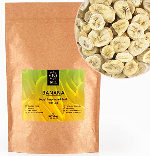 BRIX Banana Liofilizzata | 100% Banane Chips Essiccate Naturali 140g | Frutta Secca| Non-OGM, Senza Glutine, Vegano e Vitamine Preservate