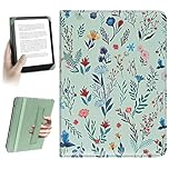 HoYiXi Universal Case for 6 inch Kindle eReader Compatible with Paperwhite(2025/2018)/PocketBook and Tolino/Kobo Clara HD,6" eReader Protective Case Cover Elastic rope,White flowers