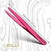 By MILLY Professional Slanted Tweezers for Women and Men | High Carbon Stainless Steel Sharp Tweezer | Tweezers for Women Facial Hair Plucking, Hand-Filed & Aligned Precision Slant Tips - Pink