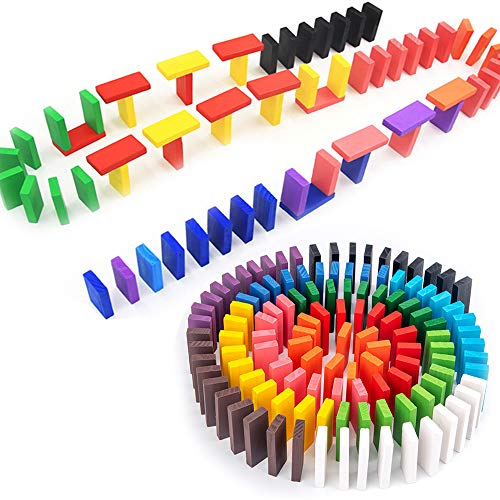Obtanim 452 600 Pcs Colorful Wooden Domino Blocks Set Domino Tile Bulk Building Racing Stacking Games Educational Toys For Kids Birthday Party Favor thumb #6