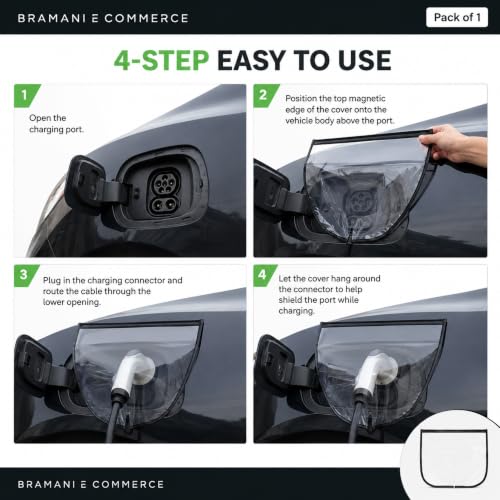 Image of Magnetic EV Charger Cover - Rainproof & Waterproof Outdoor Extension Kit for Electric Car Charging Port Plug, Dust‑Proof Protection Guard Compatible with Most EV Models - Universal Fit