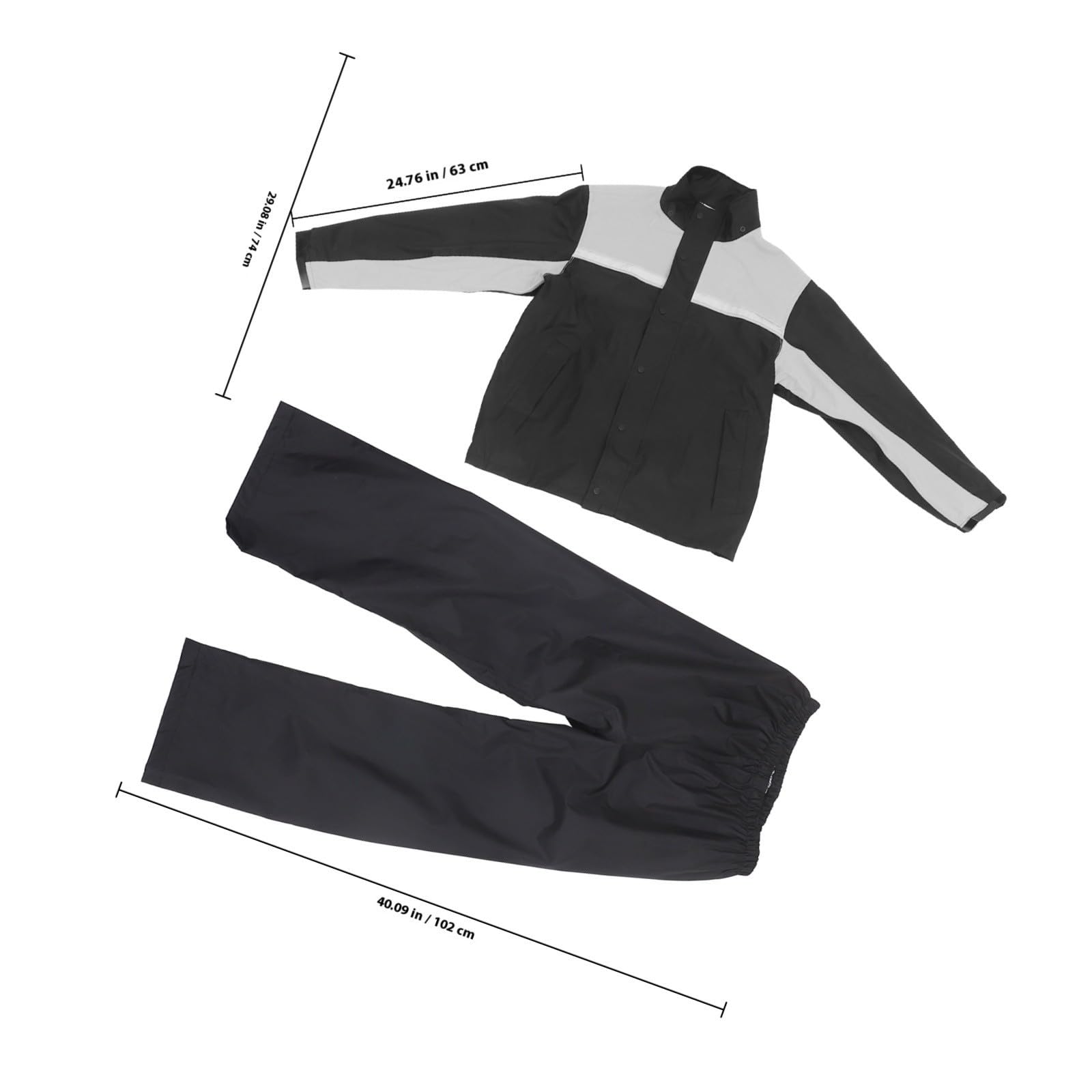 MERRYHAPY Traje de Lluvia Chaqueta y Pantalones Cortaviento y Cómodo Negro Impermeables de PU Adhesivo Hombre para Motocicleta para Conducción al Aire Libre