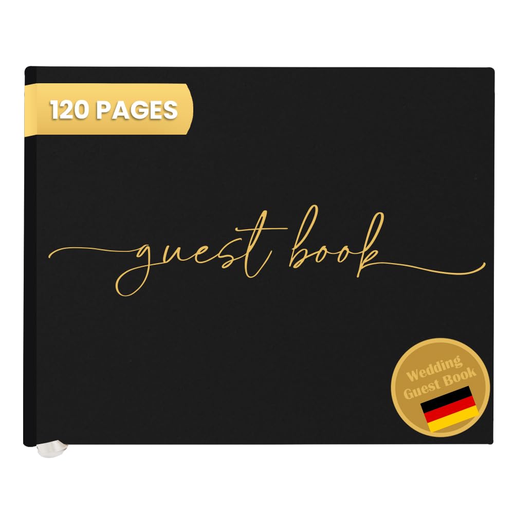 Plantvibes Wedding Guest Book, 120 Thick Pages that Prevent Ink from Bleeding Through, Modern Style with Golden Title