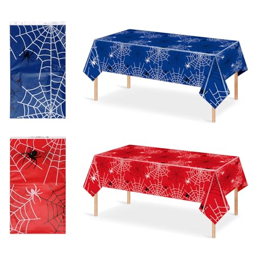 SAVITA 4 toalhas de mesa aranha, plástico impermeáveis 1,8 x 1,08 m decoração mesa com teia de aranha ideais para decorar mesas festa de aniversário com tema de desenhos animados