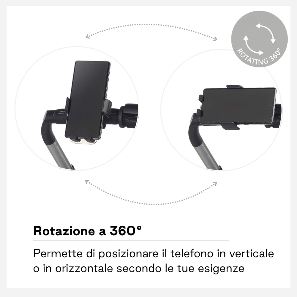 Jané Supporto Smartphone Universale per Passeggino, Rotazione 360°, Installazione Rapida, Stabile e Sicuro