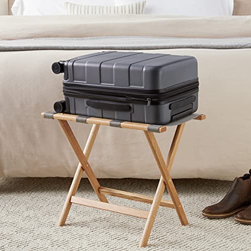 Wooden Mallet Deluxe Straight Leg Luggage Rack, 20" H X 23.75" W X 15.5" D, Light Oak #TOP4
