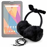 DURAGADGET Auriculares de Diadema Acolchados con Exterior Peludo de Peluche para Tablet Kodak Tablet 10 / Panasonic Toughbook CF-XZ6 / Yuntab E706 / Yuntab K17 Invierno. Color Negro.