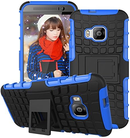 HTC M9 Case,HTC One M9 Case,M9 Case KKMera Protective Case Heavy Duty Hard Case Rugged Case, Dual Layer Case [Wave Series] (Blue)