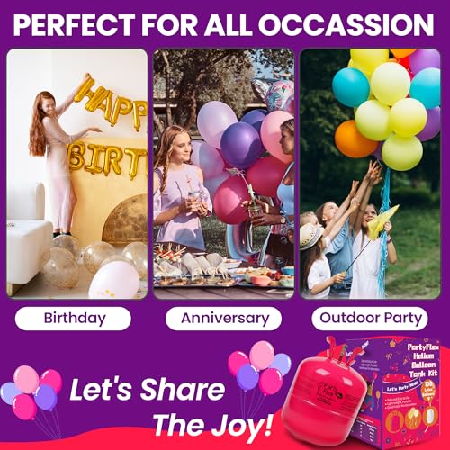 Helium Tank for Balloons – 22L Disposable Helium Balloon Tank Kit Fills Up to 100 Balloons – Includes 50 Balloons & Ribbon – Portable Helium Tank for Birthday, Wedding & Party Decorations - Image 7
