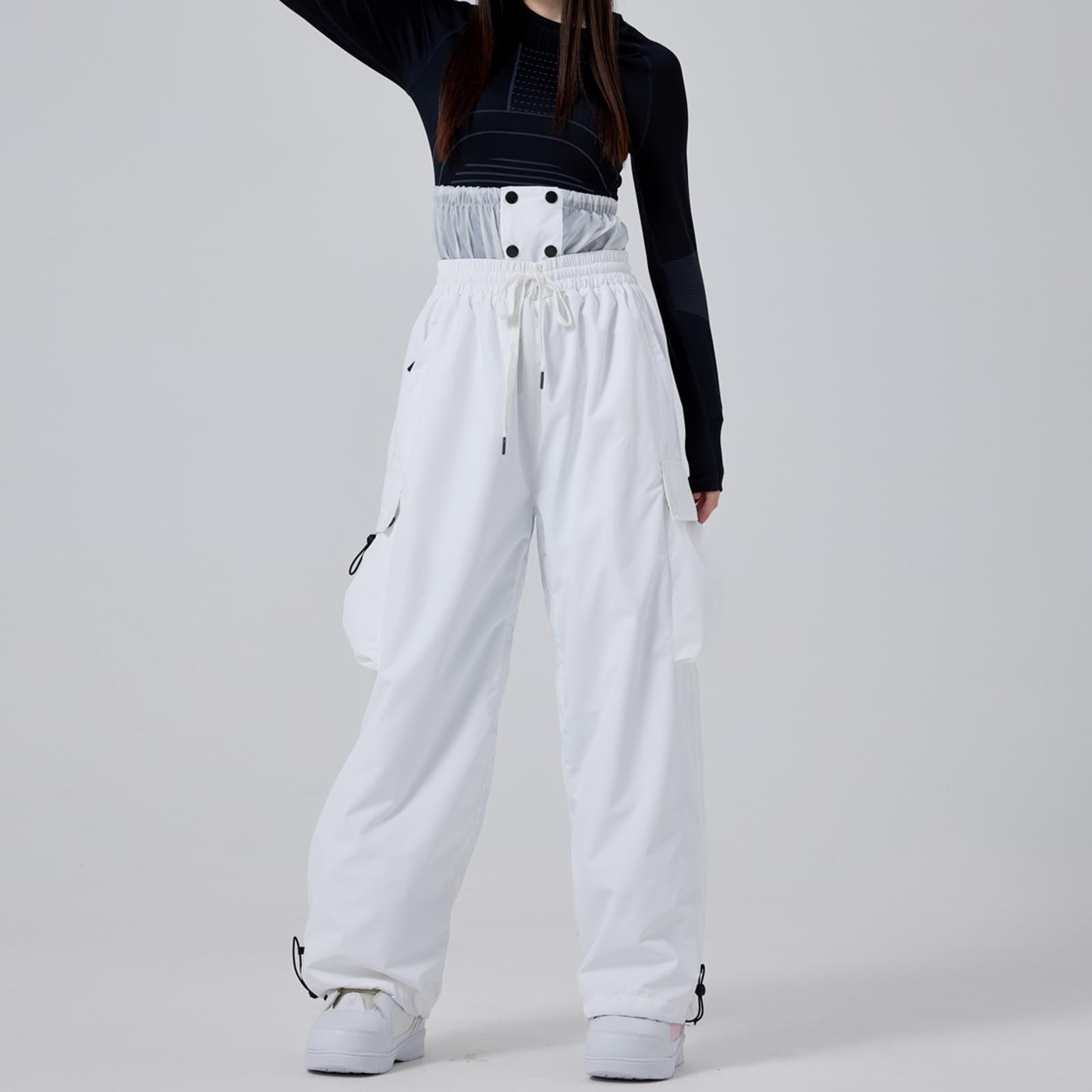 Pantalones de esquí para hombre y mujer, pantalones de snowboard anchos, multibolsillos, impermeable, cortavientos, transpirables, para correr, gimnasia, streetwear suave y cálido para