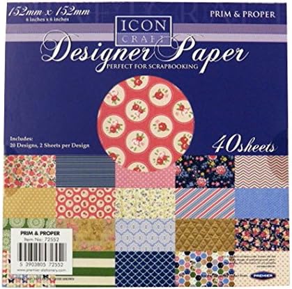 Icon Craft, Designer Paper - Prim and Proper, 20 Designs, 2 Sheets per Design, Size 152mm Square