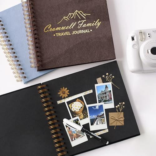 Image of Adventure Book Couple or Family Scrapbook Photo Album, Travel Journal for Polaroid Instax, Keepsake Fits 4x6 or 5x7 Photos, Valentine's Day Gift (Brown, Small - 8.3x8.3 inch)