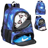 Fußballtasche für Herren, mit Ball- und Schuhfach, 32 l Fassungsvermögen, leicht, atmungsaktiv, für Jungen und Mädchen, Basketballtasche, Rucksack, passend für Volleyball, Sternenblau