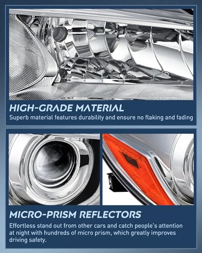 Image of Nilight Headlight Assembly Compatible with 2015 2016 2017 LE SE XLE Toyota Camry Headlamps Replacement Chrome Housing Amber Reflector Clear Lens Driver and Passenger Side