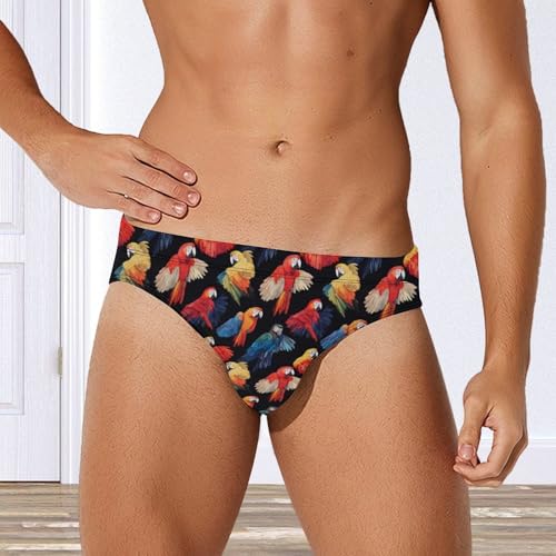 Parrots Birds Printed Swim Briefs for Men Sexy Bikini Swimwear Elastic Beach Trunks Bathing Suit2