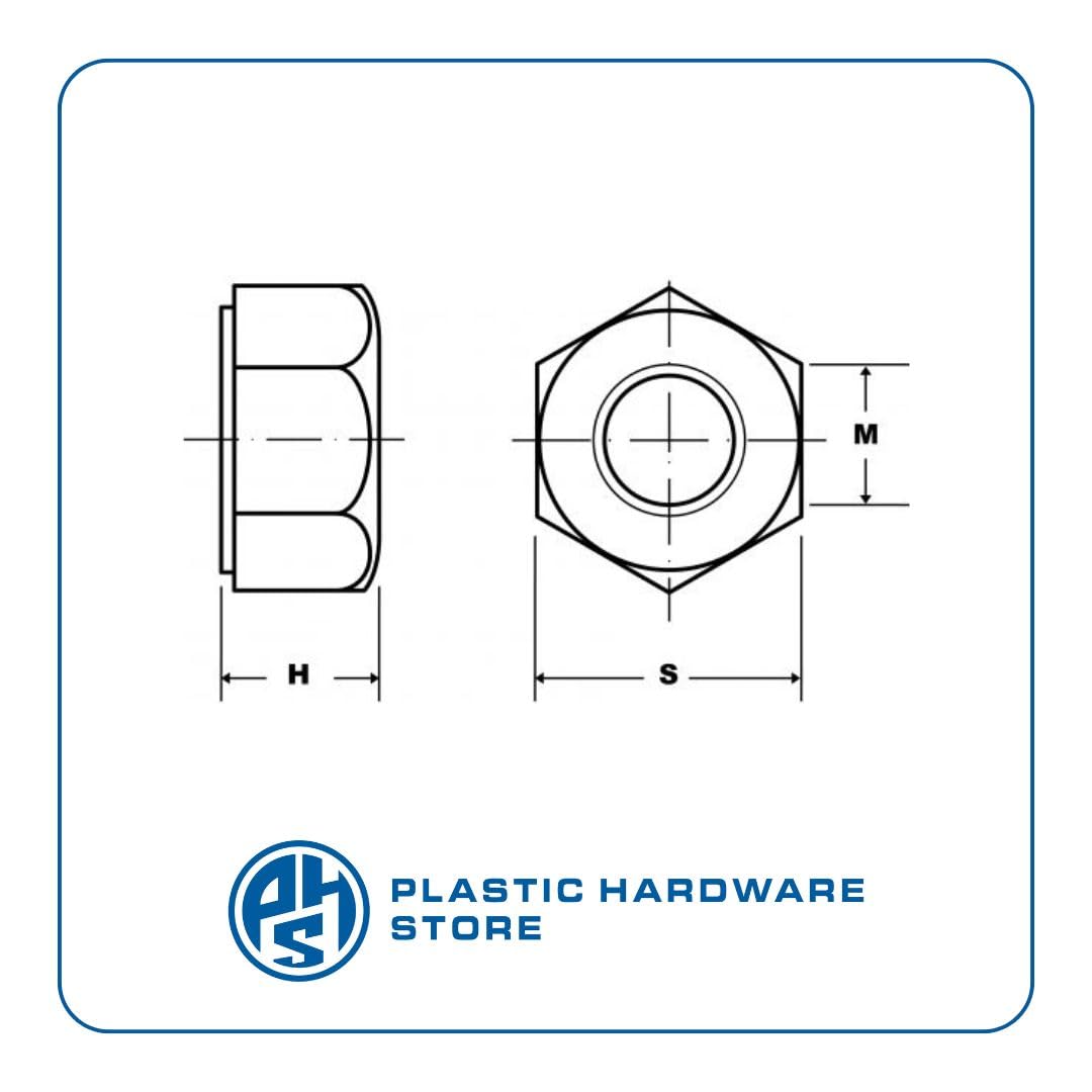 Dadi Esagonali in Plastica (Nylon), Dado Standard per Bloccaggio e Fissaggio Bulloni, Viti e Barre, Uso Industriale e Domestico - M16 - Bianco - 20 pezzi - Plastic Hardware Store