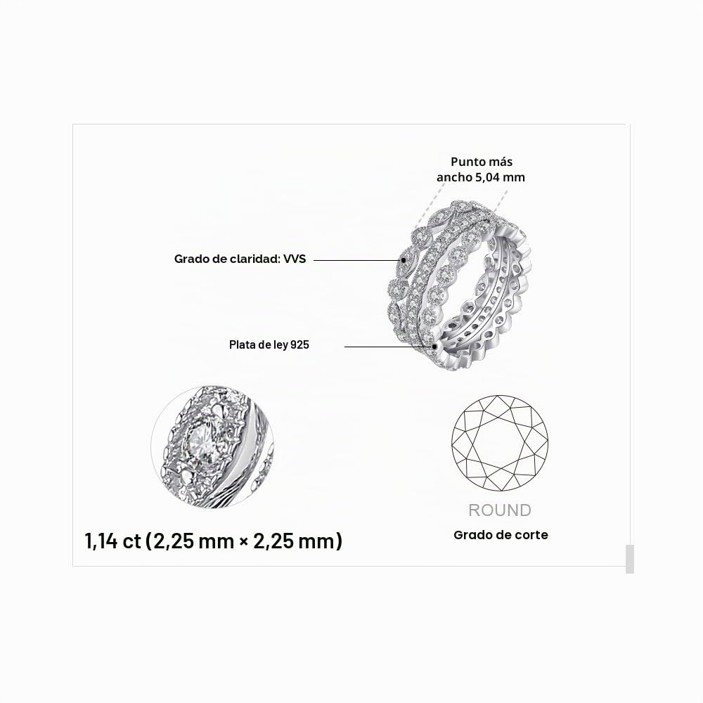 JewelryPalace 3 bandas de eternidad apilables con circonitas cúbicas para mujer, plata 925, marquesa, anillo de compromiso para mujer, chapado en oro, oro amarillo, oro rosa, símbolo de infinito