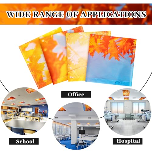 Image of ROCEEI Pack of 4 Fluorescent Light Covers for Ceiling Lights, 4 x 2 Ft, Magnetic Light Covers for Classroom Office Home School Ceiling Decor(Maple Leaf)