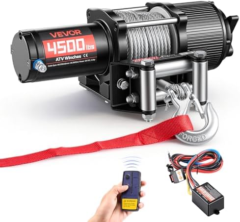 VEVOR Treuil Électrique 12 V CC 2041 kg Treuil pour Quad SSV Tout...