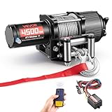 VEVOR Elektrische Seilwinde 2041 kg, 12V DC Motorwinde mit Φ5,8 mm x 12 m Stahlseil, Kabelloser & Kabelgebundener Fernbedienung, IP55, Elektrowinde zum Abschleppen von ATVs, UTVs & Offroad-Fahrzeugen
