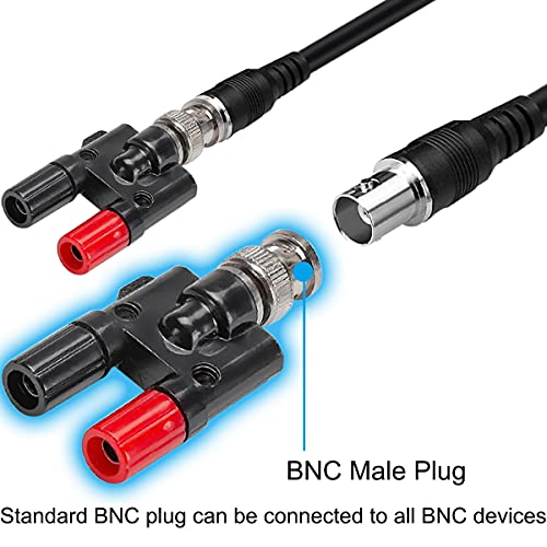 HAAMNING7 BNC-Stecker auf 4mm Bananenbuchse Oszilloskop Adapter, 2 Stück Oscilloscope BNC Stecker auf Dual 4mm Bananen Buchse, 2 Stück BNC Buchse auf Dual 4mm Bananen Buchse
