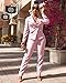 Dmoled Women's Business Blazer Suit Long Sleeves Two Piece Solid Work Pant Suit Business Office Lady Suits Sets Pink