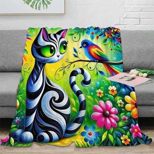 Couverture peluche chat 3D haute qualité microfibre chaude de luxe - 2