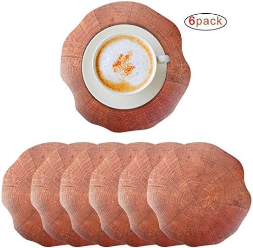 6 PCS Round Wood Placemats - Plastic Thick Environmental Materials Multiple Styles Easy to Clean for Kitchen Dinner Party(Tree Pattern )