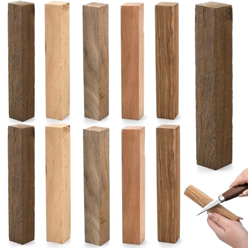 Cididu 10 Pack Exotic Wood Pen Blanks Wood Blanks for Pen Turning Unfinished Carving Blocks Hard Woodcarving Block for Pen Making Supplies DIY Crafts Gifts Easy to Drill 5 x 3/4