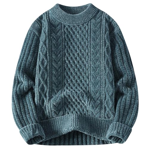 Crew Neck Sweater for Men Textured Ribbed Pullover Sweater Casual Warm Long Sleeve Basic Sweaters2
