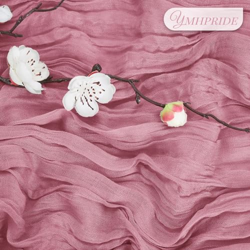 YMHPRIDE 12 Pack Dusty Rose Table Runners 35x70in Cheesecloth Table Runner by YMHPRIDE - Used condition - Image 3