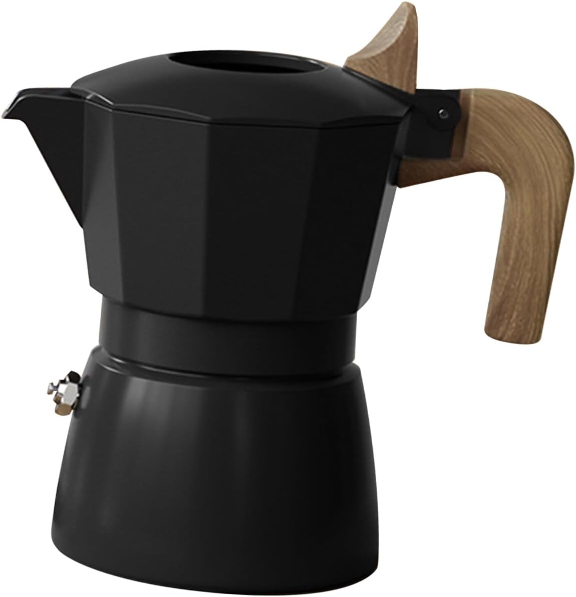 Stove Pot, Professional Portable Double Valves Vintage Style Coffee Maker Pot, Aluminum Alloy Coffee, Ideal for Outdoor Camping & Gas Stove (Black)