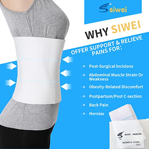 S Abdominal Binder Post Surgery - Elastic Waist Band for Stomach Support & Compression, Bariatric, Tummy Tuck | Latex-free, Breathable Belly Wrap Hernia Belt Lipo Garment - (30" - 45") 3 PANEL - 9" - Image 4