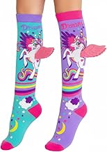 Girl’s Knee-High Socks 3D Design Unicorn Printed Soft Wings Colorful Long Socks Comfortable and Stretchy - Age of 3 to 12 Years