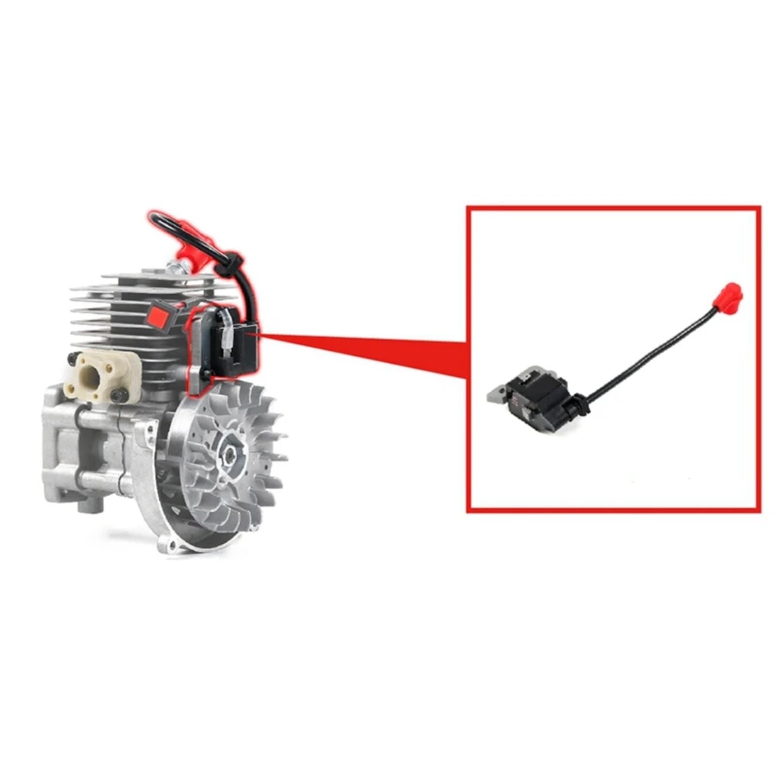 Accesorios Coches RC para 1/5 para HPI para Rovan para Km para Baja 5B 5T 5SC Automóvil RC para Zenoah para CY para Rovan Motores 2X Sistema Bobina Encendido Tapa Roja con Cable Interruptor