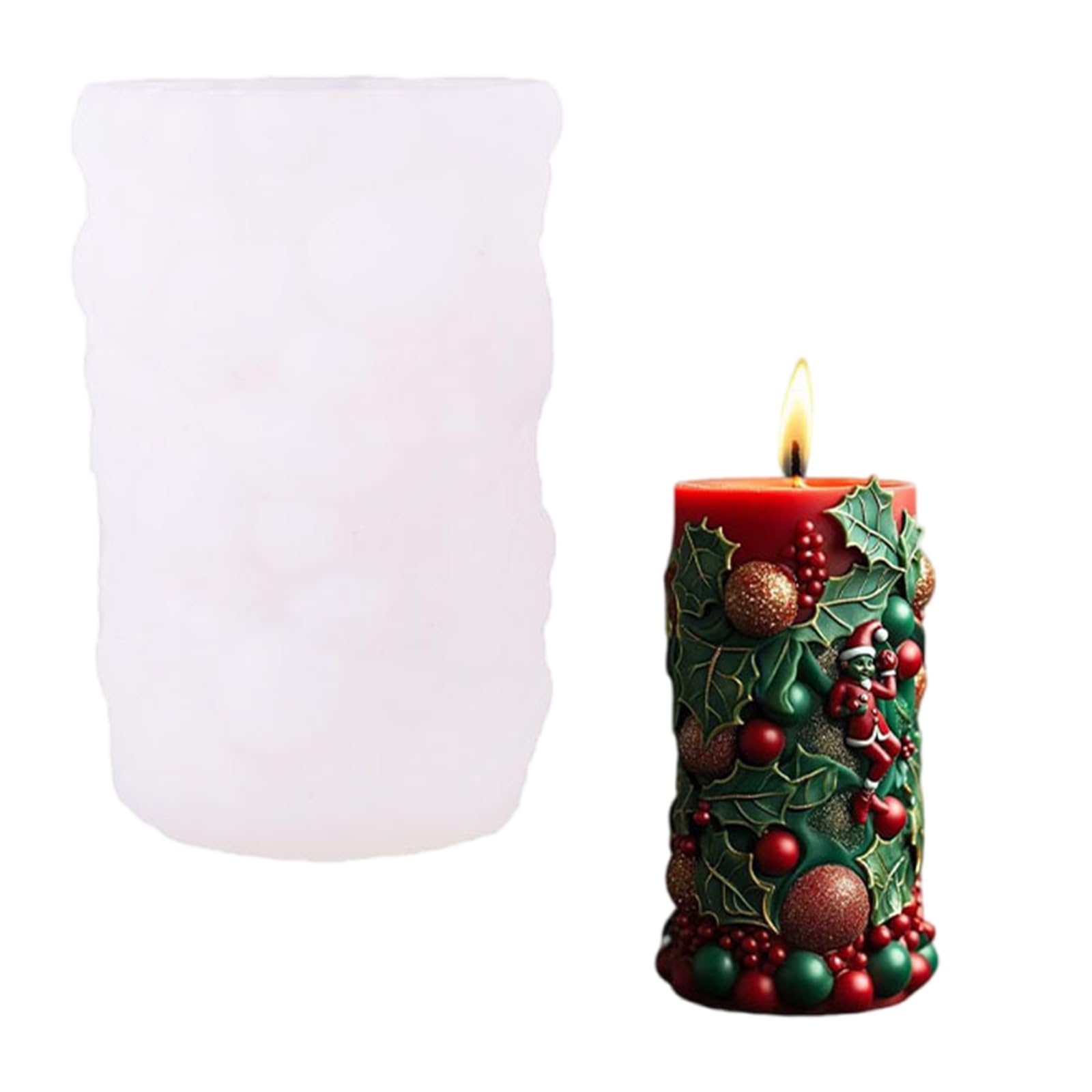 Tsophreniq Christmas Silicone Mold Cylinder Shape Silicone Mold for Epoxy Resin Soap Chocolate Baking Tool Christmas Snowflake Cylinder