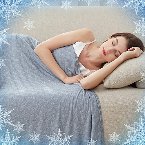AmyHomie Cooling Blanket, Summer Breathable Lightweight Blankets with Double Sided Cold Effect for Hot Sleepers, Transfers Heat to Keep You Cool(Gray Checkered, 60×80in) Valentine's Gift